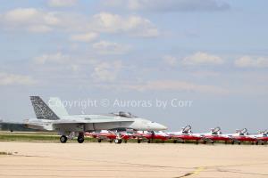 F-18 2022 Demo Jet Taxying Past Snowbirds - Photographic Print - Matted