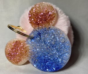 Druzy Mickey Mouse Key Chain - Blues and Pinks