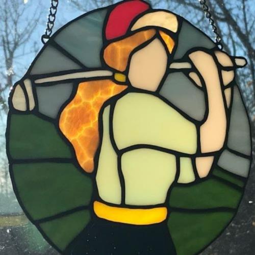 Stained Glass Female Golfer