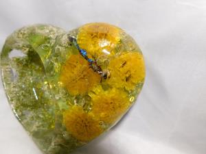 Heart Planter/Dish - Yellow w/Dragonfly
