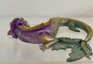 Resin Dragon/Sea Serpent Decor - Purples/Gold/Greens