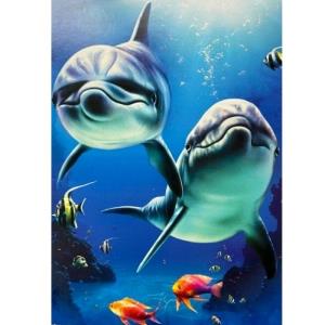 Dolphins - tropical Fish - Kenaf Card