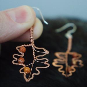 Hawthorn Leaf Copper Earrings