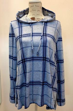 Tops - Plaid Hooded Knit