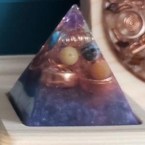 Orgonite - 2 Inch Pyramid with Wood Base