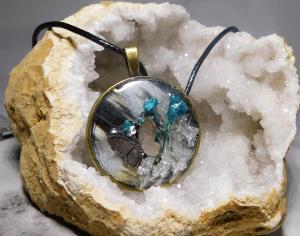 Butterfly Necklace - Silver/Teal/Marble