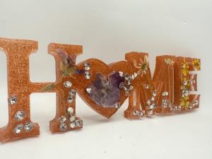 "HOME" Word Decor- Diamonds & Flowers