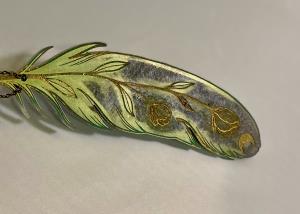 Resin Feather Decor - Golds and Greens