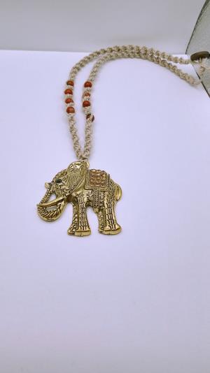 Elephant Hemp Necklace with Jasper
