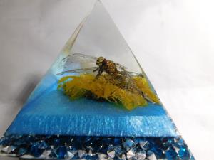 Dragonfly Resin Pyramid - Teal Base