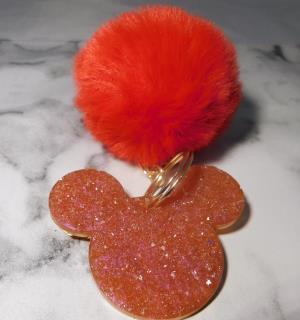 Druzy Mickey Mouse Key Chain - Red