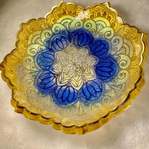 Mandala Resin Bowl - Gold - 5"