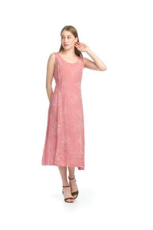Pink Embroidered Linen Dress
