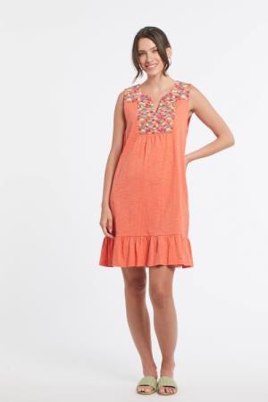 Orange Dress with Embroidery