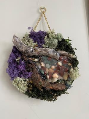 Preserved Moss Resin Art - River - Round