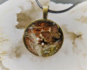 Butterfly Necklace - Bronze Marble/Butterfly