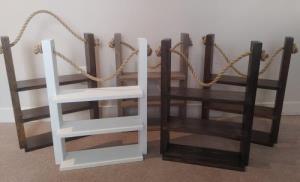 Wooden Hanging Rope Shelves
